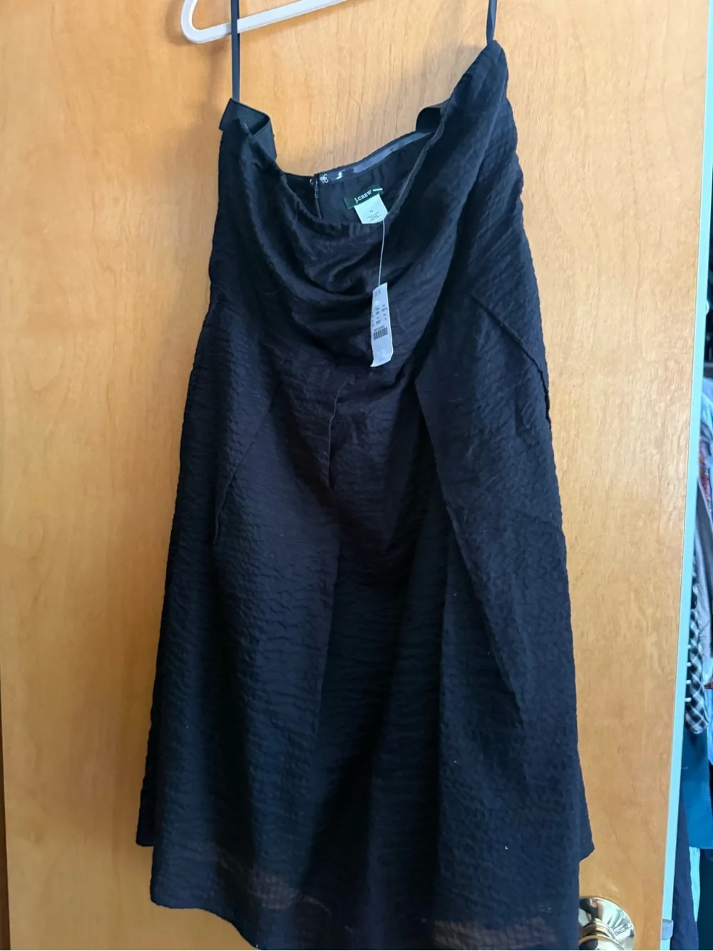J. Crew Black Strapless Textured Midi Dress